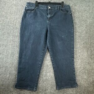 Jaclyn Smith Collection Womens Size 16 Dark Wash Denim Capri Jeans Cropped Blue